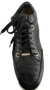 Jimmy Choo, Zapatillas de deporte de cuero diamante, negras, zapatos de mujer, talla 9 1/2 M” - Imagen 1 de 12
