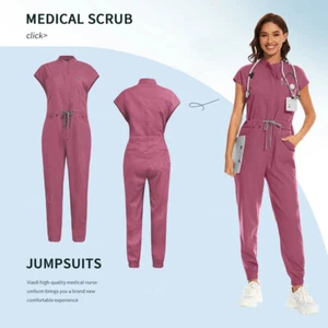 Scrub Jumpsuit Women Medical Nursing Jogger Uniform Stretch Comfort High Quality - Bild 1 von 37