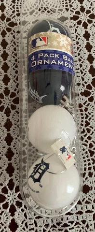 Forever Sports MLB Detroit Tigers Glass Ball Ornaments Set of Four Brand New Cover