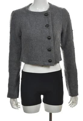 Chaqueta para mujer Jill Stuart talla 6 gris lisa básica manga larga lana Foto 1 de 4