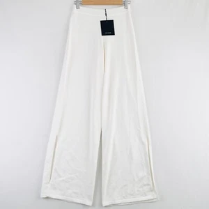 Camilla and Marc Luna Knit Pants Womens S White High Waist Wide Leg Slit Hem New - Picture 1 of 12