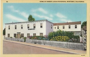 Home of Robert Louis Stevenson Monterey California Postcard Linen Unposted - Picture 1 of 2
