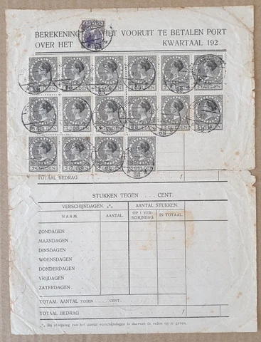 Netherlands 16 x Sc#163 Queen in Large Size 5Gld Scarce Rare on Document #8585 Cover