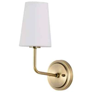 SATCO Cordello 5" 1-Light Wall Sconce, Vintage Brass, Etched White Opal Glass - Picture 1 of 12