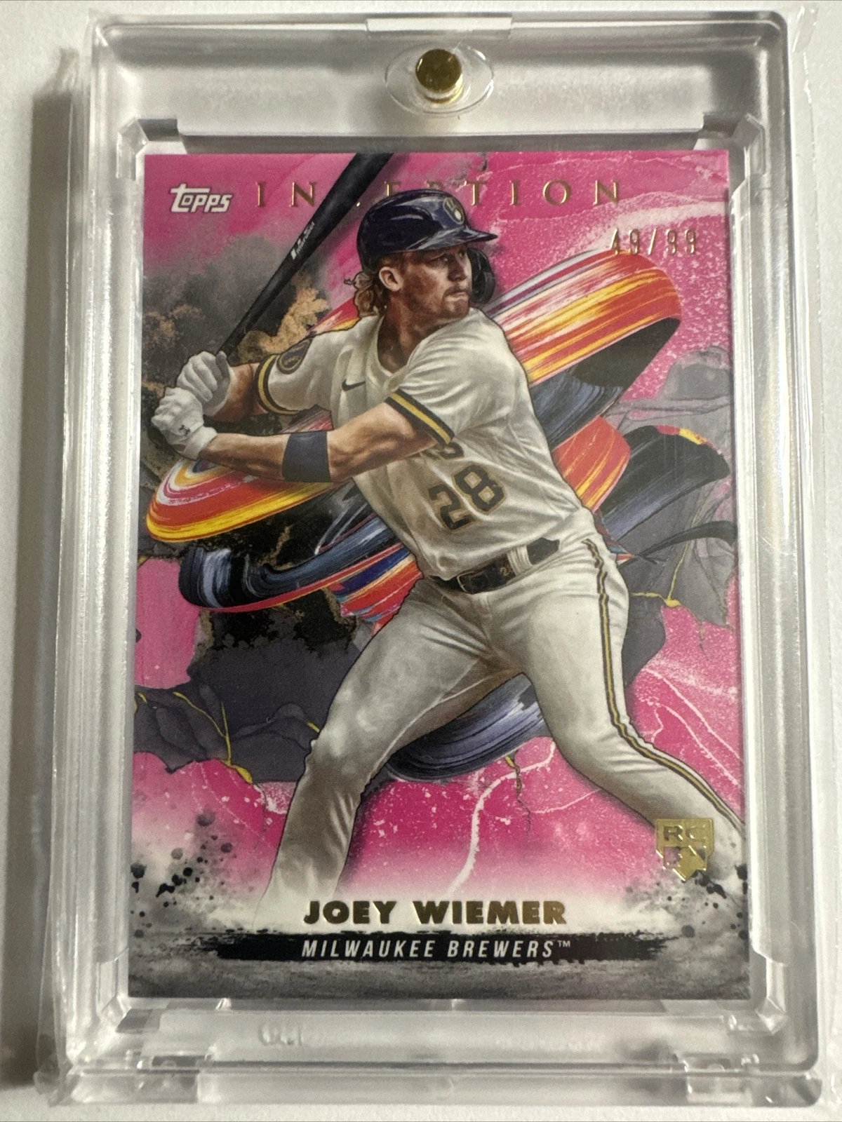 2023 Topps Inception-Magenta-#112 Joey Wiemer-OF-RC-Milwaukee Brewers 49/99