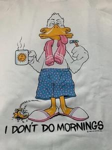 Grumpy Duck Morning Coffee Sweatshirt XL Unisex Fruit Of The Loom Air Waves 1988 - Picture 1 of 12