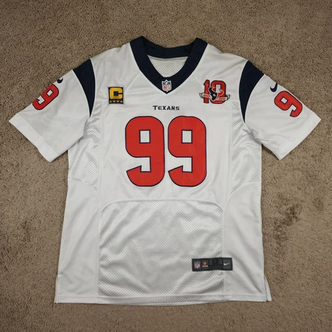 JJ Watt #99 Nike Jersey 52 White Texans 2012 10 Years Embroidered Patches *Read Cover