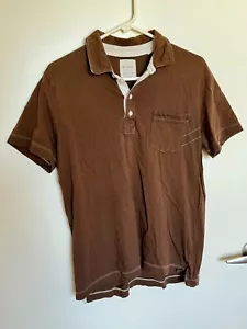 BILLY REID Men's Polo Shirt Brown Earth Short Sleeve, 100% Cotton, Size Medium M - Picture 1 of 7