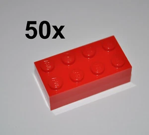 LEGO PARTS - 50X RED 2X4 STUDS/BUILDING BRICKS/BULK BLOCKS/ 2X4 KNOBS 3001 - Picture 1 of 1