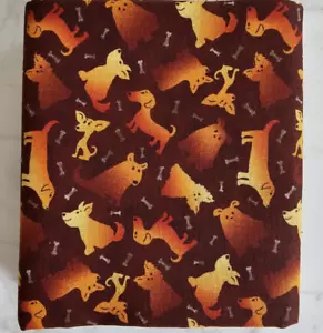 Oasis Funny Pets Dogs Cotton Brown Fabric 1 Yard - Picture 1 of 1