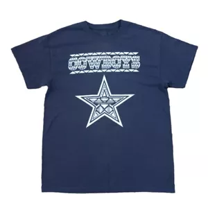 Dallas Cowboys T Shirt Mens Sz Medium NFL Football Navy Blue Tribal Style Print - Picture 1 of 5