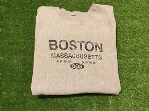 Vintage MV Sport Pro Weave Boston Massachusetts Koordinaten Rundhalsausschnitt grau groß