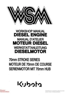 Kubota Engine-Diesel-70MM-Stroke Workshop Manual Delivered Today - Picture 1 of 4