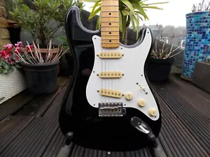 FENDER STRATOCASTER Blackie Made in Japan Electric Guitar 1986-87 MIJ Fuji Gen - Picture 1 of 24
