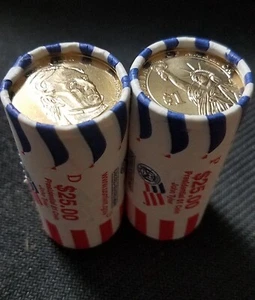 2009 P&D $25 John Tyler U.S. Mint UNC Presidential 1$ Coin Rolls - Picture 1 of 1