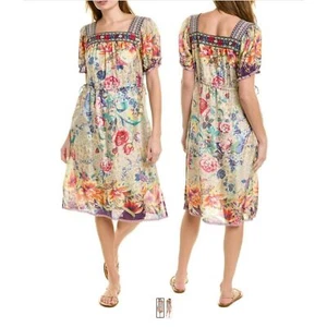 NWT Johnny Was Topiary Rumi Silk Multicolor Floral Dress Sz S - Picture 1 of 14