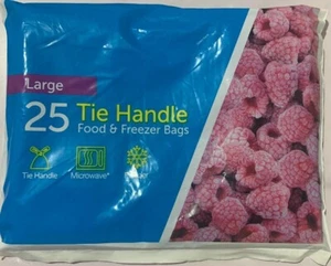 25 bolsas de alimentos con asa de amarre bolsas de congelador grandes 295x510 mm bolsas de alimentos y congelador asa - Imagen 1 de 3