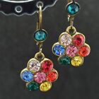 Michal Negrin Flower Earrings Colorful With Swarovski Crystals Drop New Gift Box