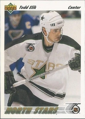 Upper Deck 544 - Todd Elik - Minnesota North Stars - Center - 1991-92 Season - Image 1 of 2