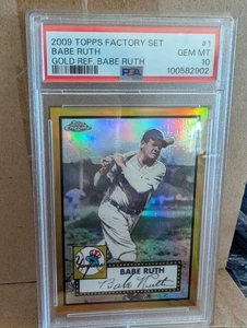 2009 BABE RUTH Topps Factory Set Chrome Gold Refractor Insert #1 PSA 10 GEM - Picture 1 of 3