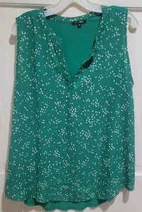 Paper Moon V Neck Green Pocka Dot Sleeveless Top Size XL - Picture 1 of 3