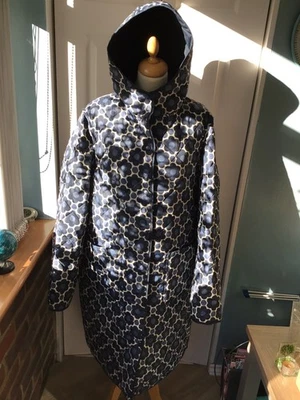 Orla Kiely Regatta Outdoors Blue Floral Quilted Long Length Coat Size 16 BNWT - Image 1 of 4
