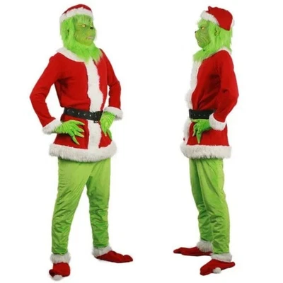 Disfraz de Grinch de Navidad para hombre Traje de Grinch Traje de Santa Grinch 7 piezas Disfraz - EE. UU. Foto 1 de 4