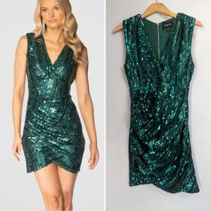 Pilgrim Sz 12 Green Sequin Mini Dress - Picture 1 of 5