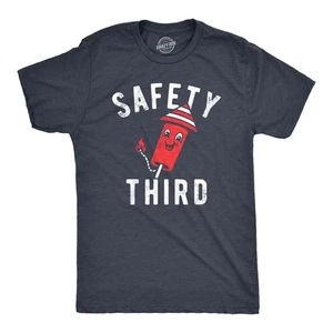 Para hombre Seguridad Tercera Camiseta Divertida Cuatro de Julio Fuegos Artificiales Peligrosa Broma Camiseta para - Imagen 1 de 7