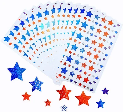 1350 PIEZAS Pegatinas Estrellas Pequeñas - Pegatinas Estrellas Azules y Rojas para 4 de Julio, Patriota Foto 1 de 4