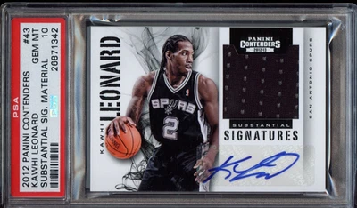 2012 Panini Contenders Kawhi Leonard (Rookie Patch Auto /149) - PSA 10 GEM MINT - Image 1 of 2