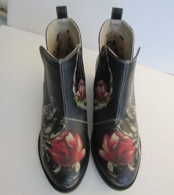 GOBY Mujer Botines Talla 39/8.5, Negro Estampado Floral, Nuevo Foto 1 de 4