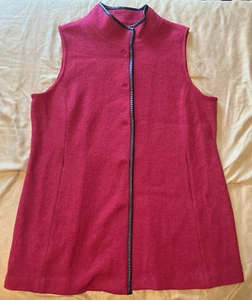 Chico's Red 33-Inch-Long 100% Wool Vest Womens 2 (Size Large Size 12 US) - Picture 1 of 22
