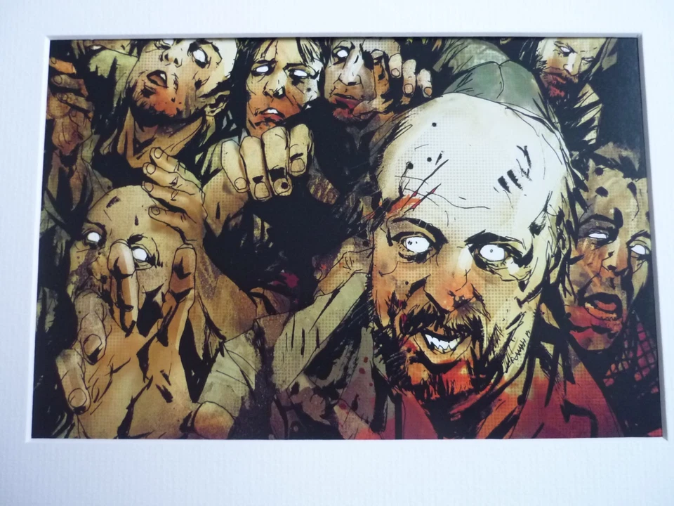 a4 Poster cult Reinvent Film Indie Ready frame SHAUN OF THE DEAD ZOMBIES CLOSEUP - Image 1 of 1