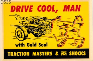 Traction Masters Drive Cool, Man vintage 60's water slide decal - Picture 1 of 2
