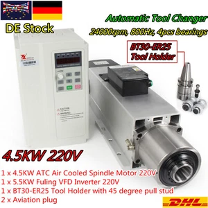 【DEU】CNC 4.5KW 220V BT30 ATC eje de cambio automático de herramientas refrigerado por aire&5.5KW VFD - Imagen 1 de 10