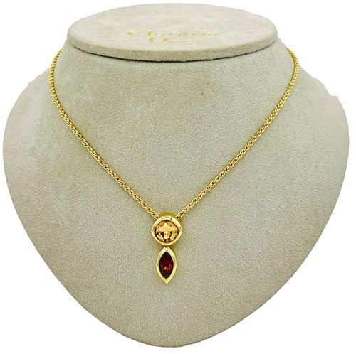 Collana come nuova vintage DIOR cristallo citrino artistico placcato oro circa 45 51 cm. Etichetta.