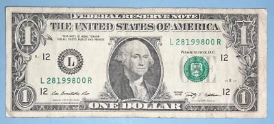 February 8, 1998 Birthday Note $1 One Dollar Bill L 28199800 R ( 2 - 8 - 1998__) - Image 1 of 2