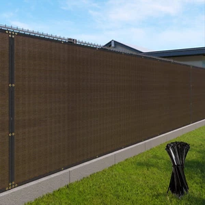 4' 5' 6' 8'  Privacy Fence Screen Garden Yard Windscreen Mesh Shade Cover Brown - Picture 1 of 10