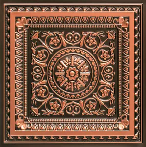 Azulejos de techo 3D aspecto de estaño PVC pegamento caída 2x2 D1223 paquete de cobre antiguo/6 - Imagen 1 de 1