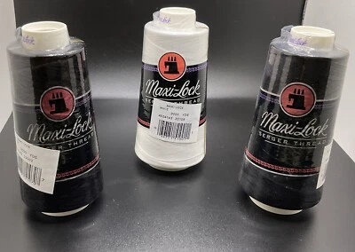 Maxi Lock Serger Sewing Thread Black & White Color 3000 yds 100% Polyester - Image 1 of 3