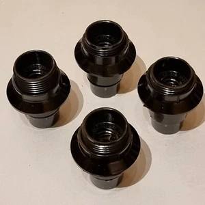 4 PACK, Black Bakelite Style E14 SES Light Bulb Holder M10 Pendant Lamp Socket - Picture 1 of 6