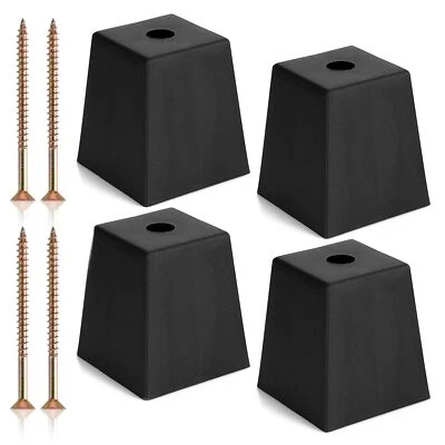 4 PCS 3-inch Black Plastic Screw-in Square Sofa and Couch Replacement Legs - Image 1 of 4