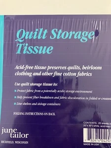 QUILT STORAGE TISSUE 20 sheets 20x30" NEW sealed June Taylor Acid Free I - Picture 1 of 2