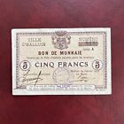 France BON Monnaie 5 Francs 1915 Ville D HALLUIN Billet Necessité Dept 59