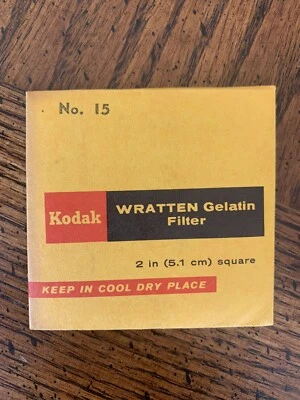 NOS Wratten  Kodak No 15  Filter 2x2 inch (50mm)  Gelatin RARE - Image 1 of 2