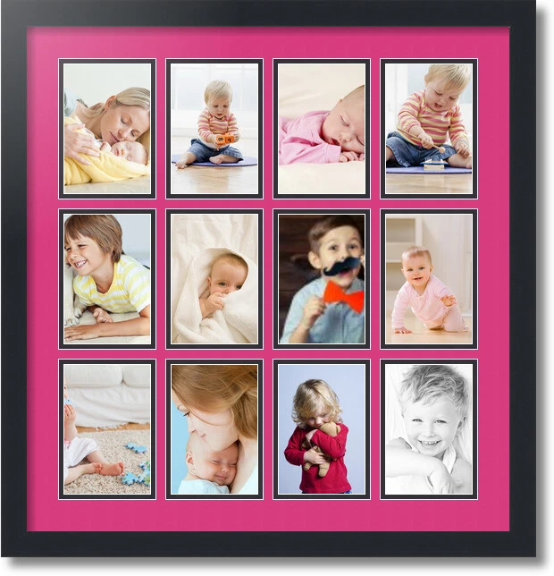 ArtToFrames Collage Mat Marco de Fotos 12 4x6" Aberturas en Negro Satinado 228 Foto 1 de 1
