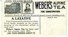 1910 Adv Blotter Webers Tea Constipation Brooklyn Ny