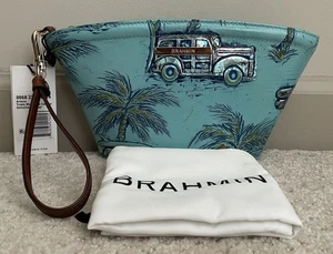 NEW Brahmin Copa Cabana ARIANA Large Zip Wristlet Clutch TROPIC BLUE Cars NWT - Picture 1 of 13