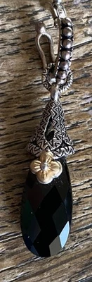 QVC  Barbara Bixby Sterling & 18K Gold Black Onyx Drop Pendant Enhancer - Image 1 of 3